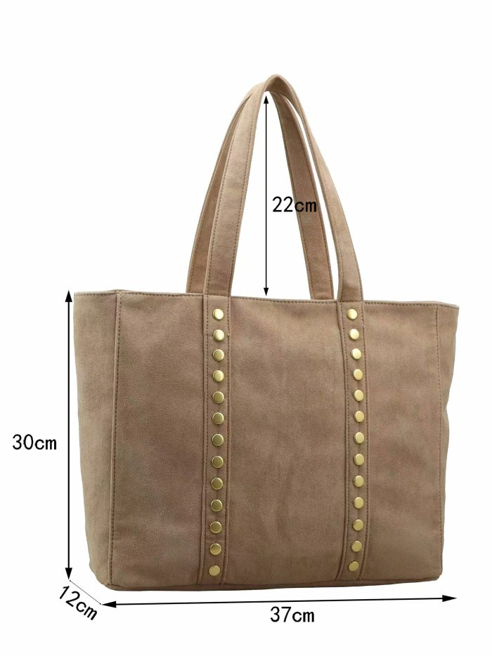 Shopper-Tasche aus Wildlederimitat mit Nieten