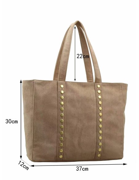 Shopper-Tasche aus Wildlederimitat mit Nieten