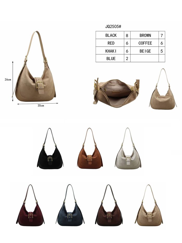 Borsa hobo effetto camoscio con fibbia frontale