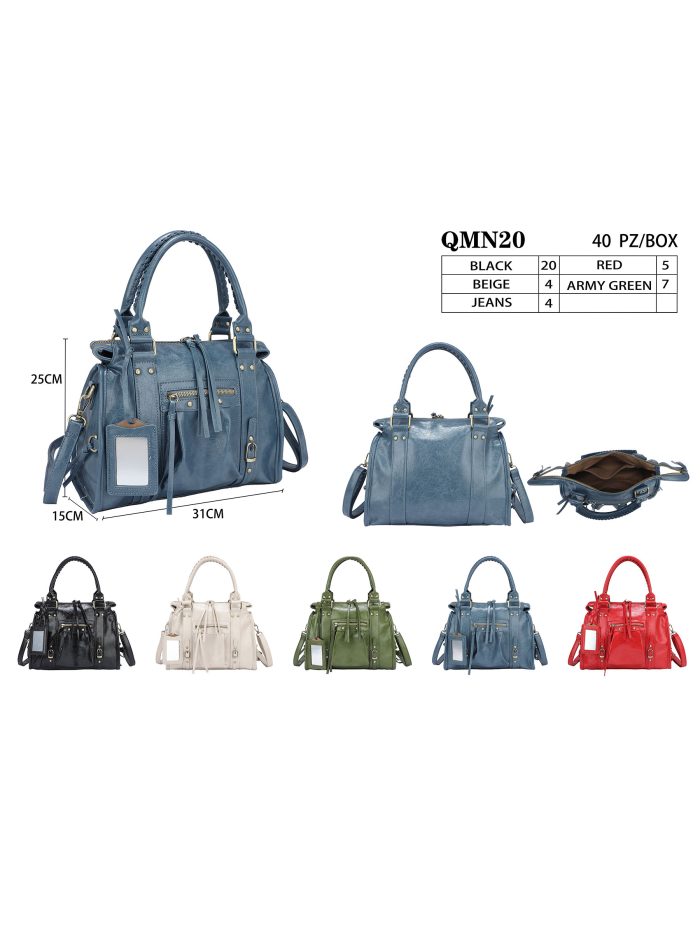 Bolso satchel grande con detalles cremallera