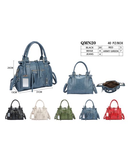 Bolso satchel grande con detalles cremallera