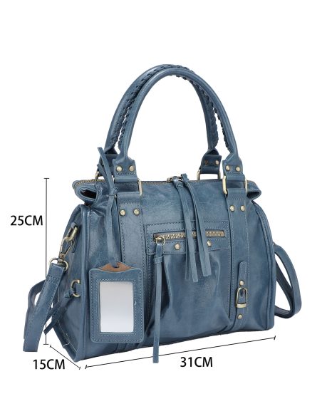Bolso satchel grande con detalles cremallera