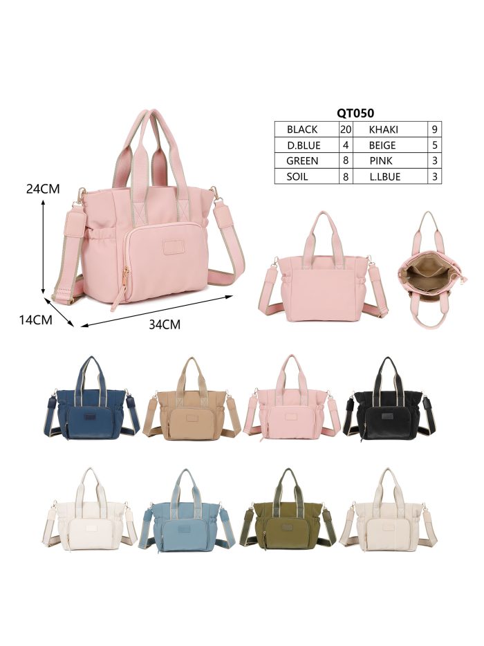 Borsa tote in nylon con tasca frontale