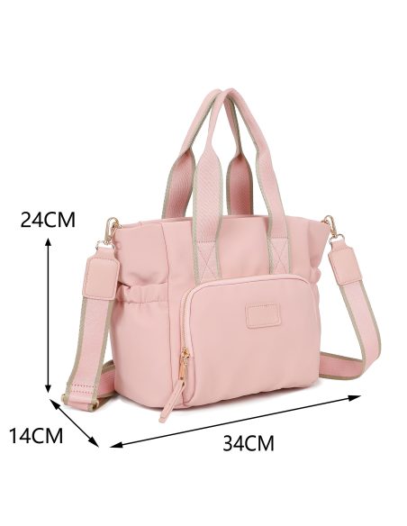 Borsa tote in nylon con tasca frontale