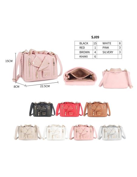 Borsa a tracolla stile biker con borchie