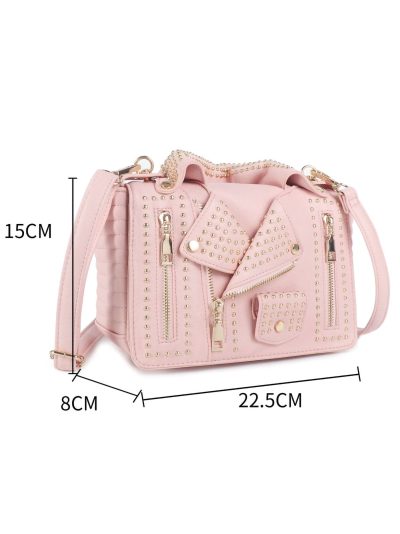 Borsa a tracolla stile biker con borchie