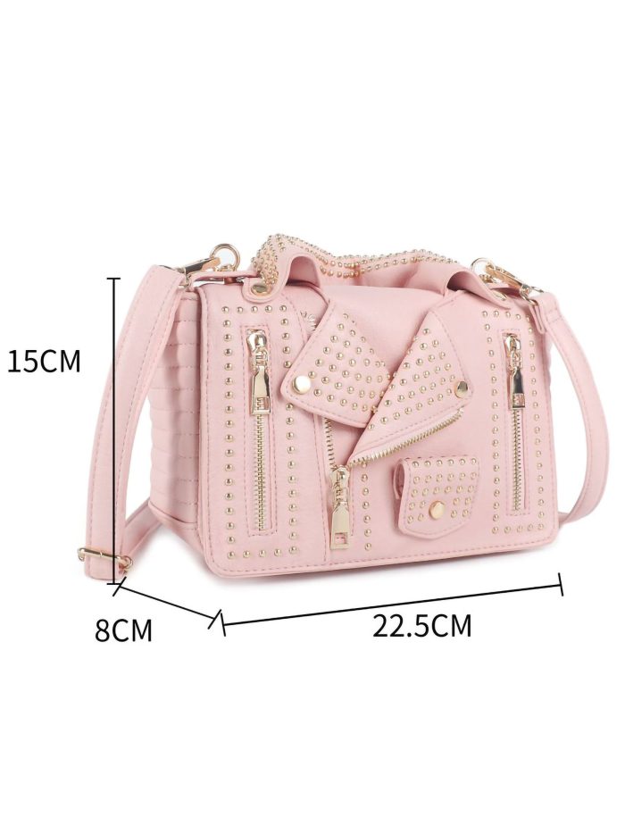 Borsa a tracolla stile biker con borchie