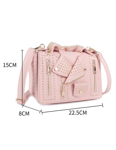 Borsa a tracolla stile biker con borchie