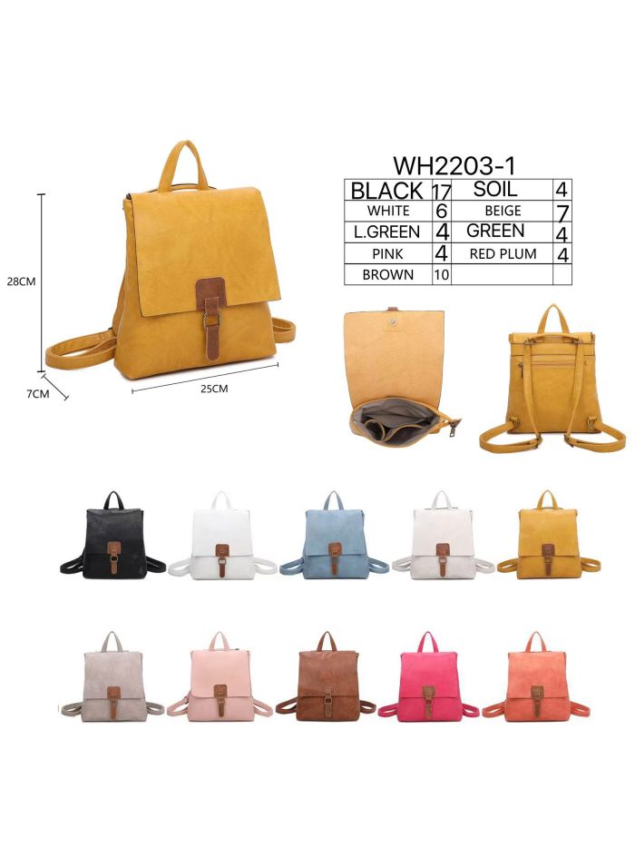 Mochila bicolor con solapa y hebilla