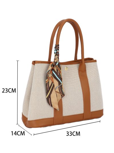Bolso tote de lona con pañuelo decorativo
