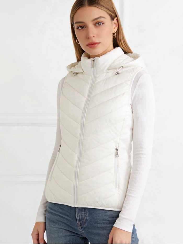 Lightweight hooded puffer waistcoat