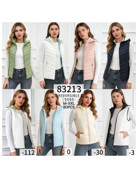 Gilet matelassé léger réversible avec capuche