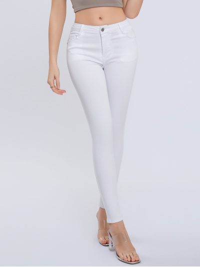 Pantalón denim pitillo blanco