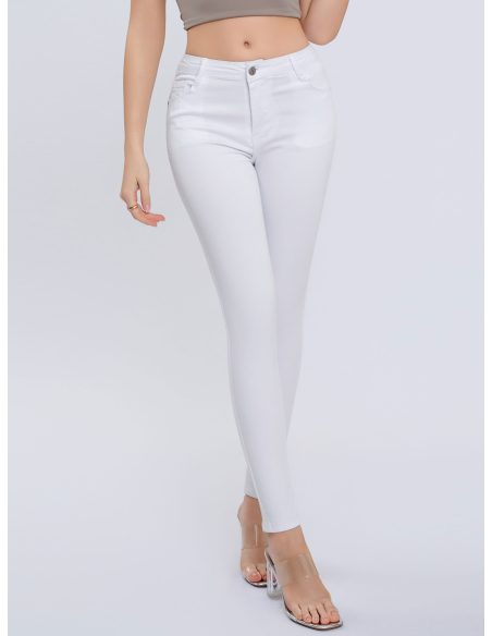 Pantalón denim pitillo blanco
