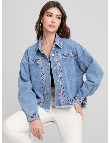 Giacca di jeans ricamata