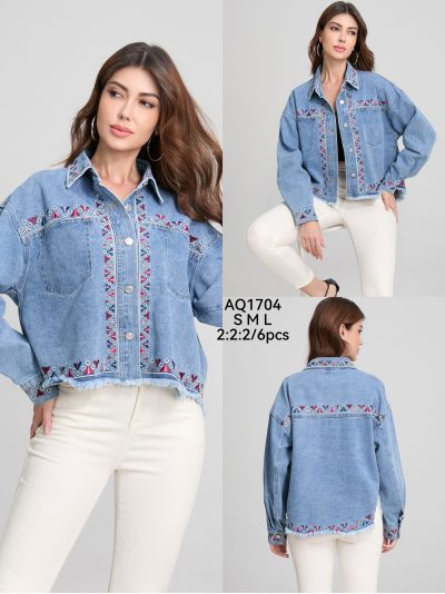Cazadora denim bordada 2