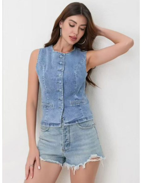Taillierte ärmellose Jeansweste
