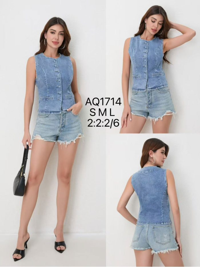 Taillierte ärmellose Jeansweste