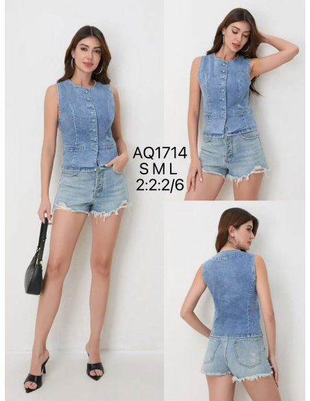 Taillierte ärmellose Jeansweste