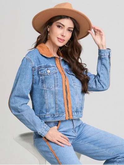 Denimjacke mit Kontrastkante