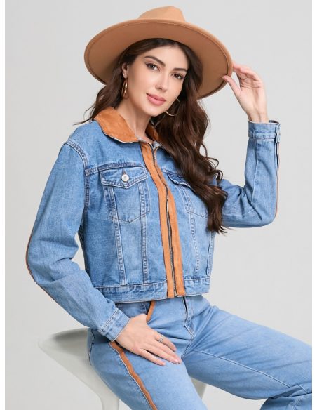 Denimjacke mit Kontrastkante