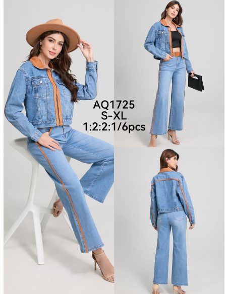 Denimjacke mit Kontrastkante