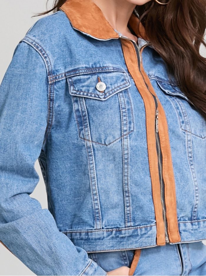 Denimjacke mit Kontrastkante