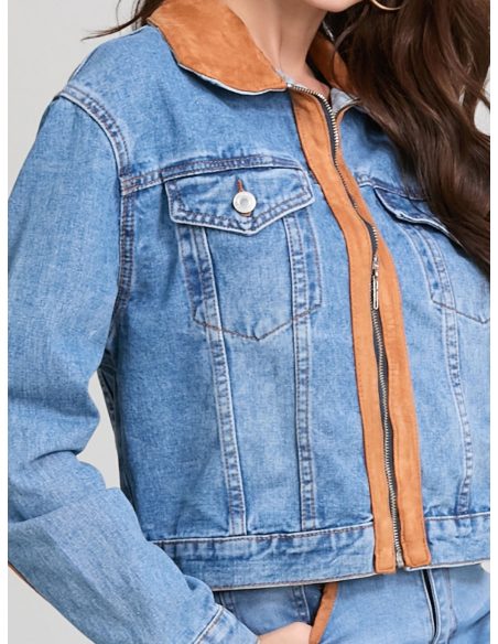 Denimjacke mit Kontrastkante