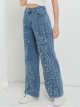 Jeans wide leg bordado