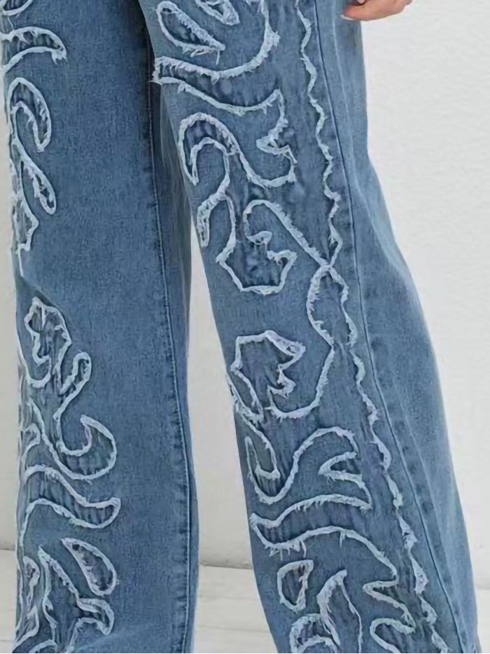 Jeans wide leg bordado