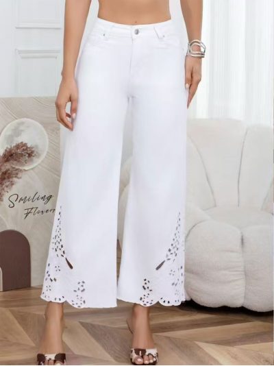 Jeans wide leg bajo calado