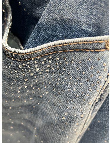 Jeans mit Strass und Spitzenbund