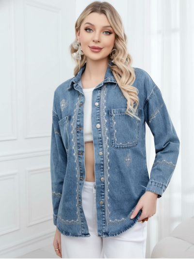 Sobrecamisa denim bordados