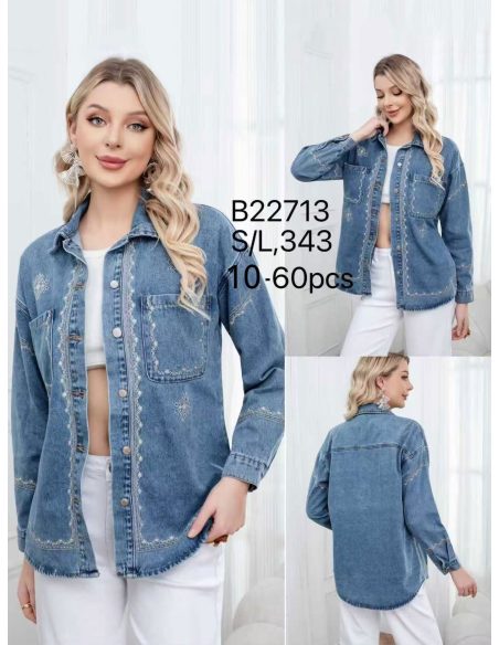 Embroidered denim overshirt