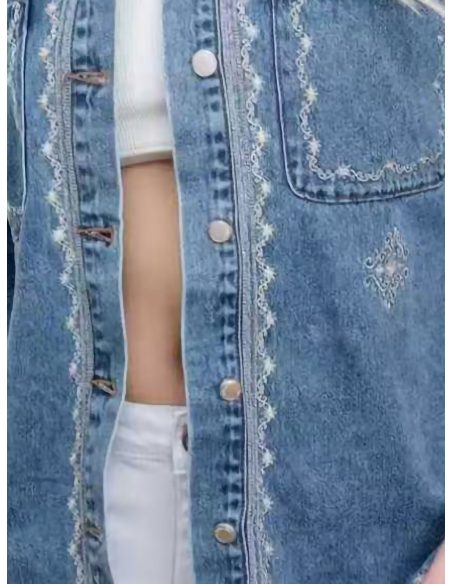 Embroidered denim overshirt
