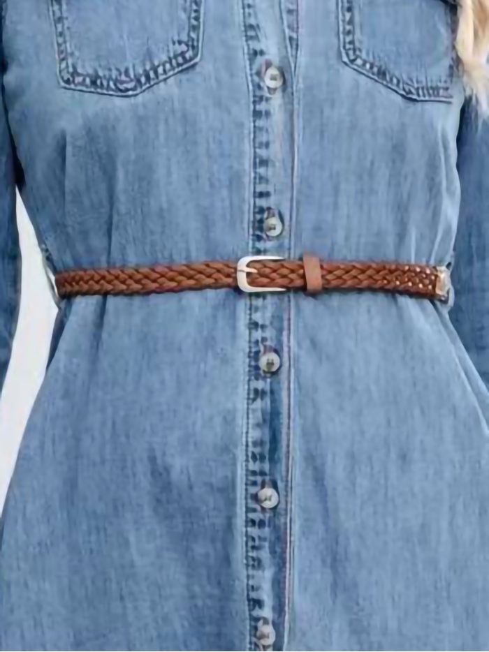 Midi denim shirt dress with belt