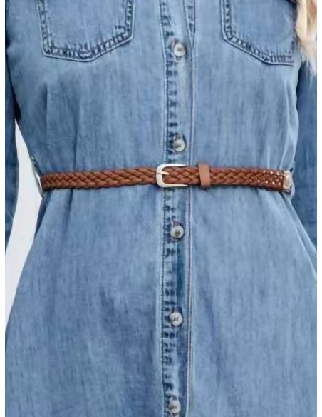 Midi denim shirt dress with belt
