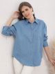 Camisa denim amplia strass