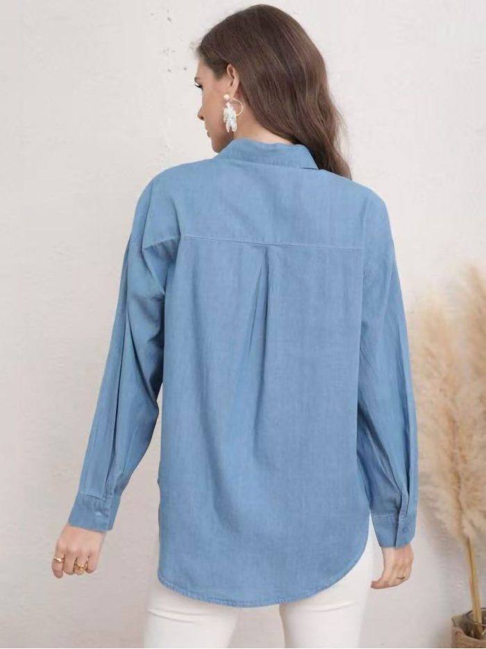 Camisa denim amplia strass
