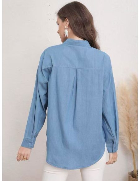 Camisa denim amplia strass
