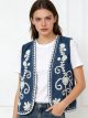 Chaleco denim bordado flores
