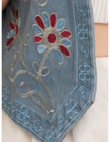 Embroidered denim waistcoat
