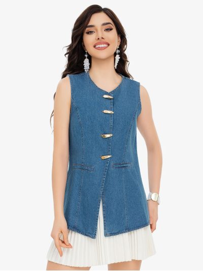 Chaleco denim cierres decorativos