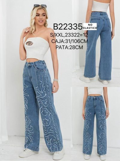Jeans wide leg bordado 2