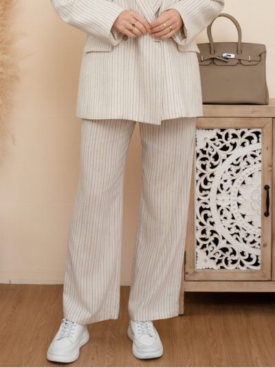 Pantalón lino rayas