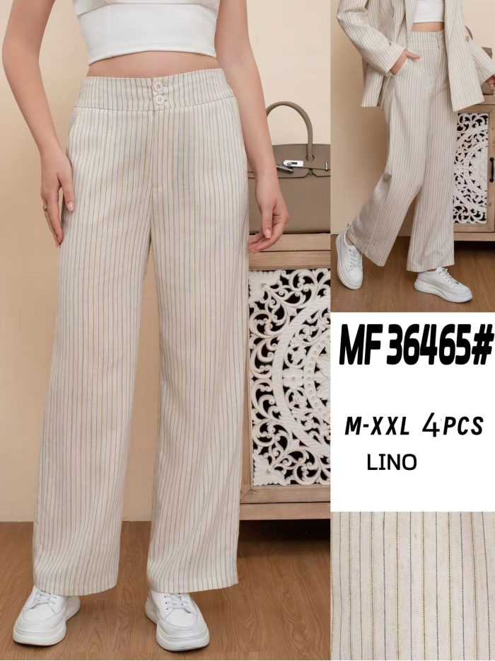 Pantalón lino rayas