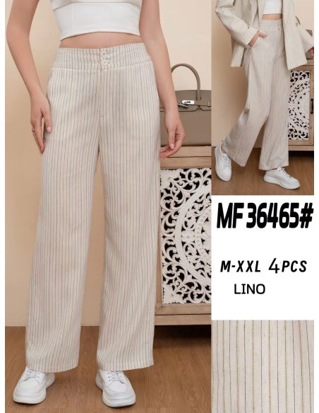 Pantalón lino rayas