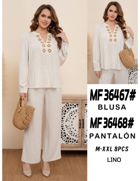 Blusa lino bordado geométrico