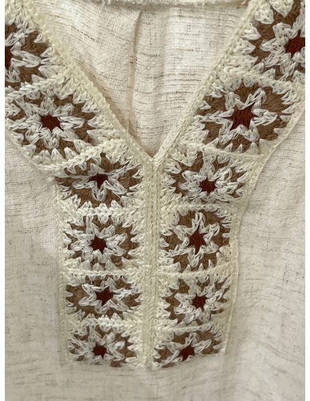 Blusa lino bordado étnico