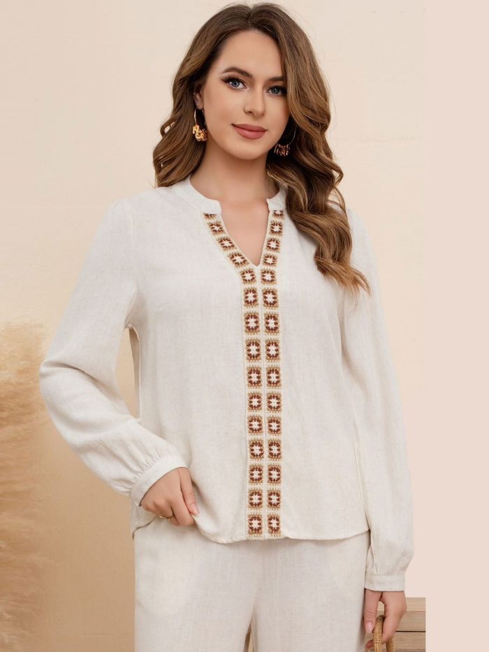 Blusa lino tapeta bordada